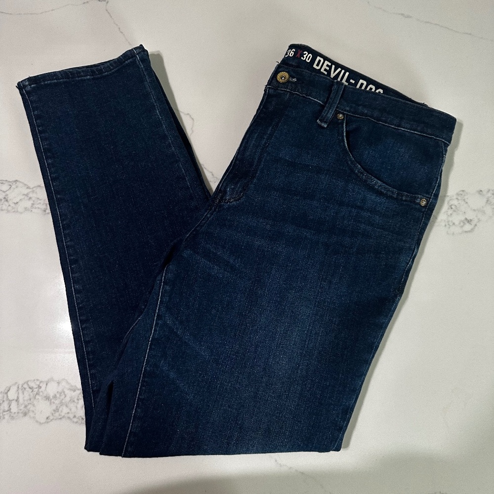 Devil-Dog Dark Blue Jeans - Size 36x30, Straight Fit - New Without Tags